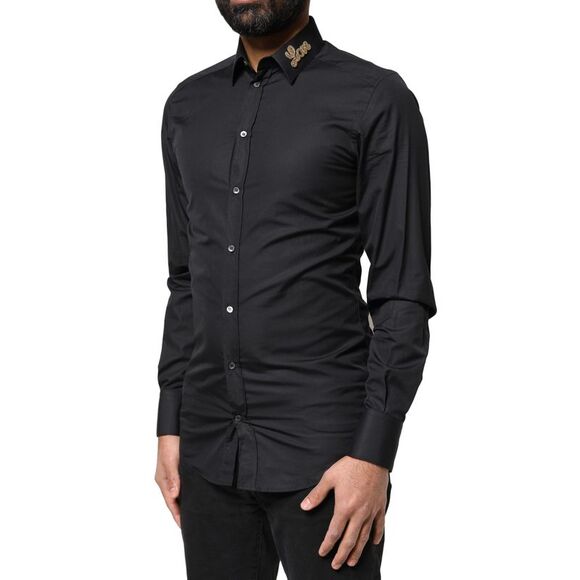 Dolce & Gabbana Black Love Embroidery GOLD Formal Dress Men's Shirt